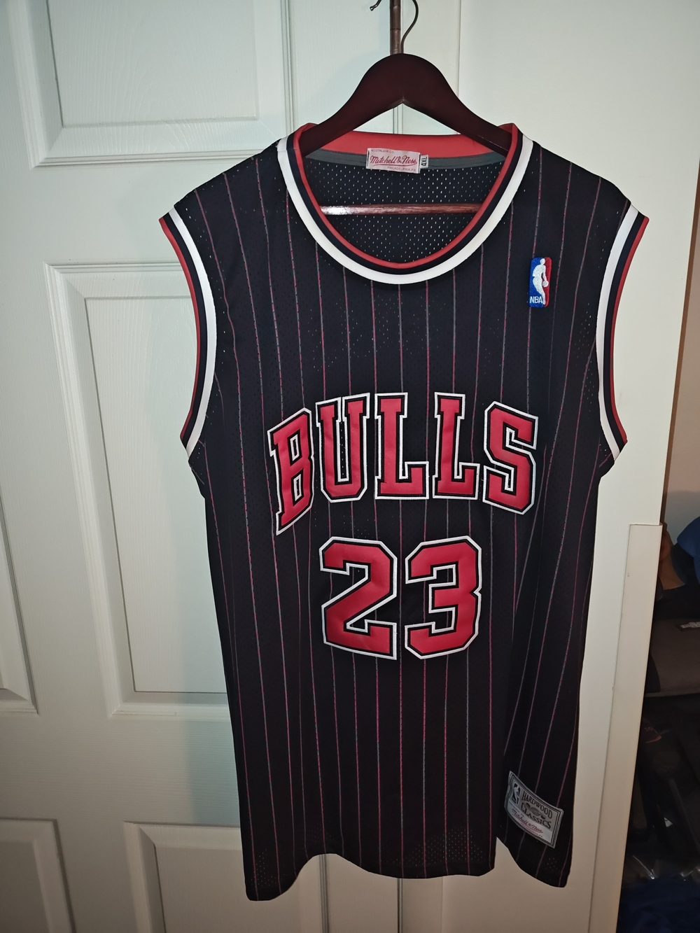 Mitchell & Ness Chicago Bulls Pinstripe #23 Black/Red Jersey
